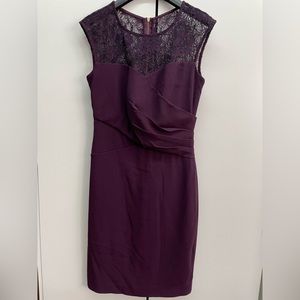 Calvin Klein gathered lace dress, size 2P maroon